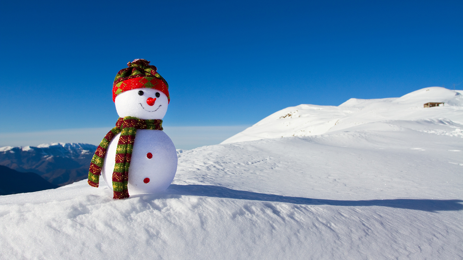 Un bonhomme de neige sur une motagne